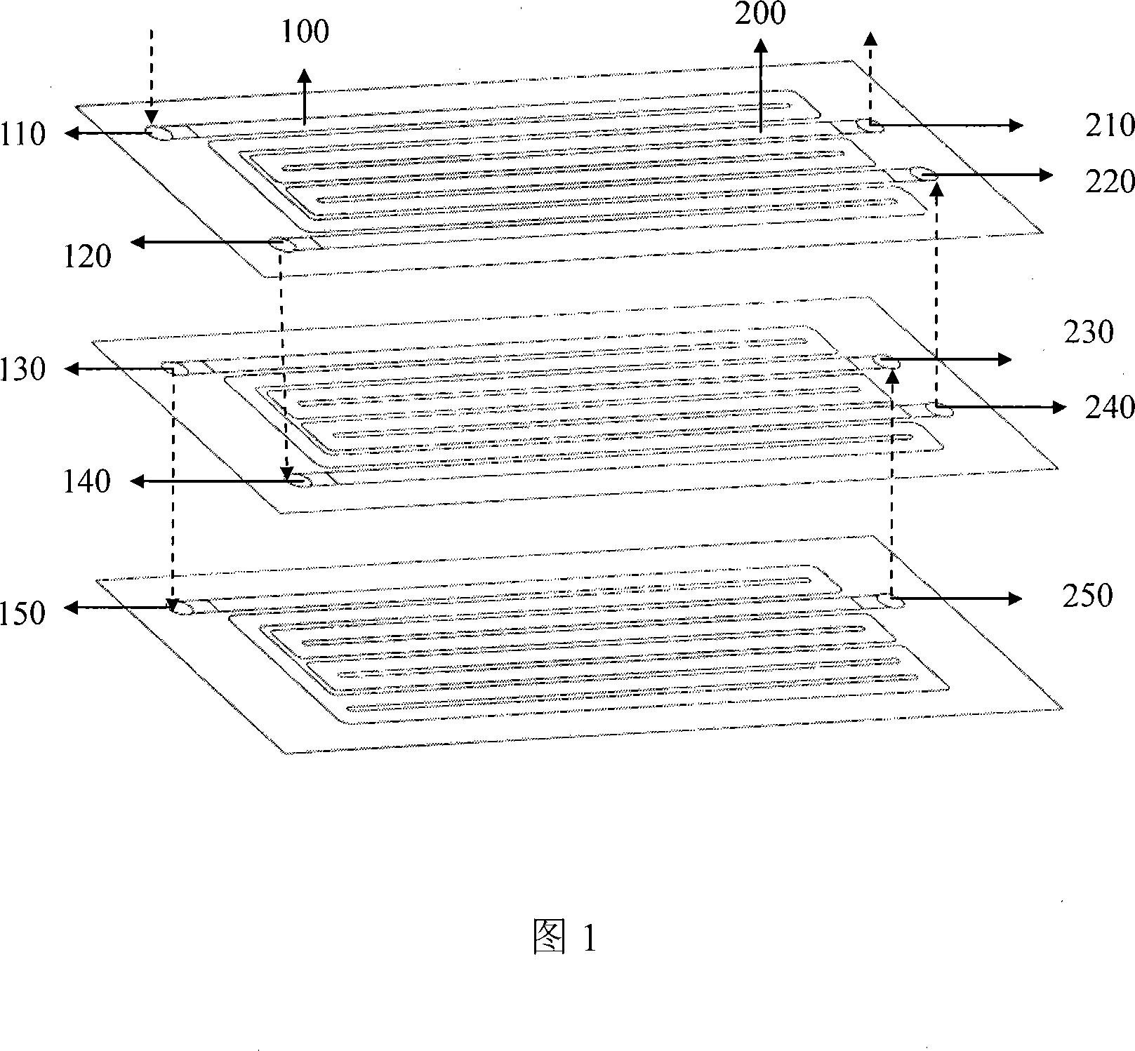Serial between-board current-track fuel battery current field board