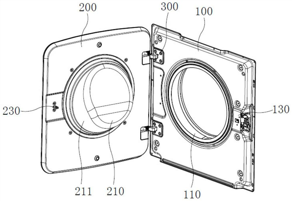 Pressing door and washing machine