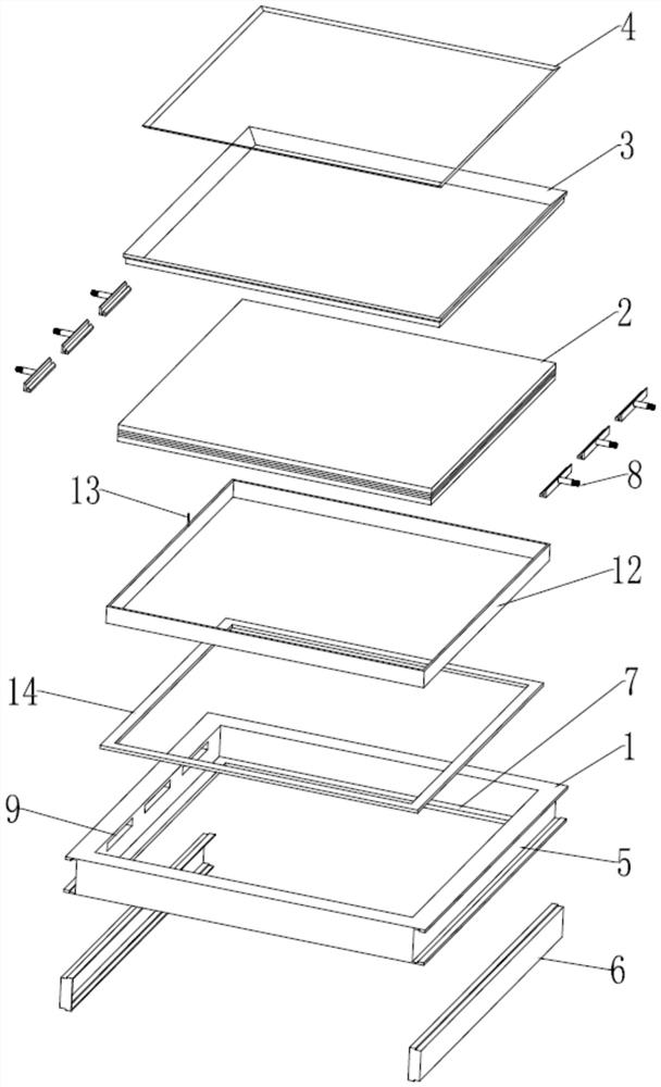 Detachable design structure and installation method of large-area laminated glass of elevator