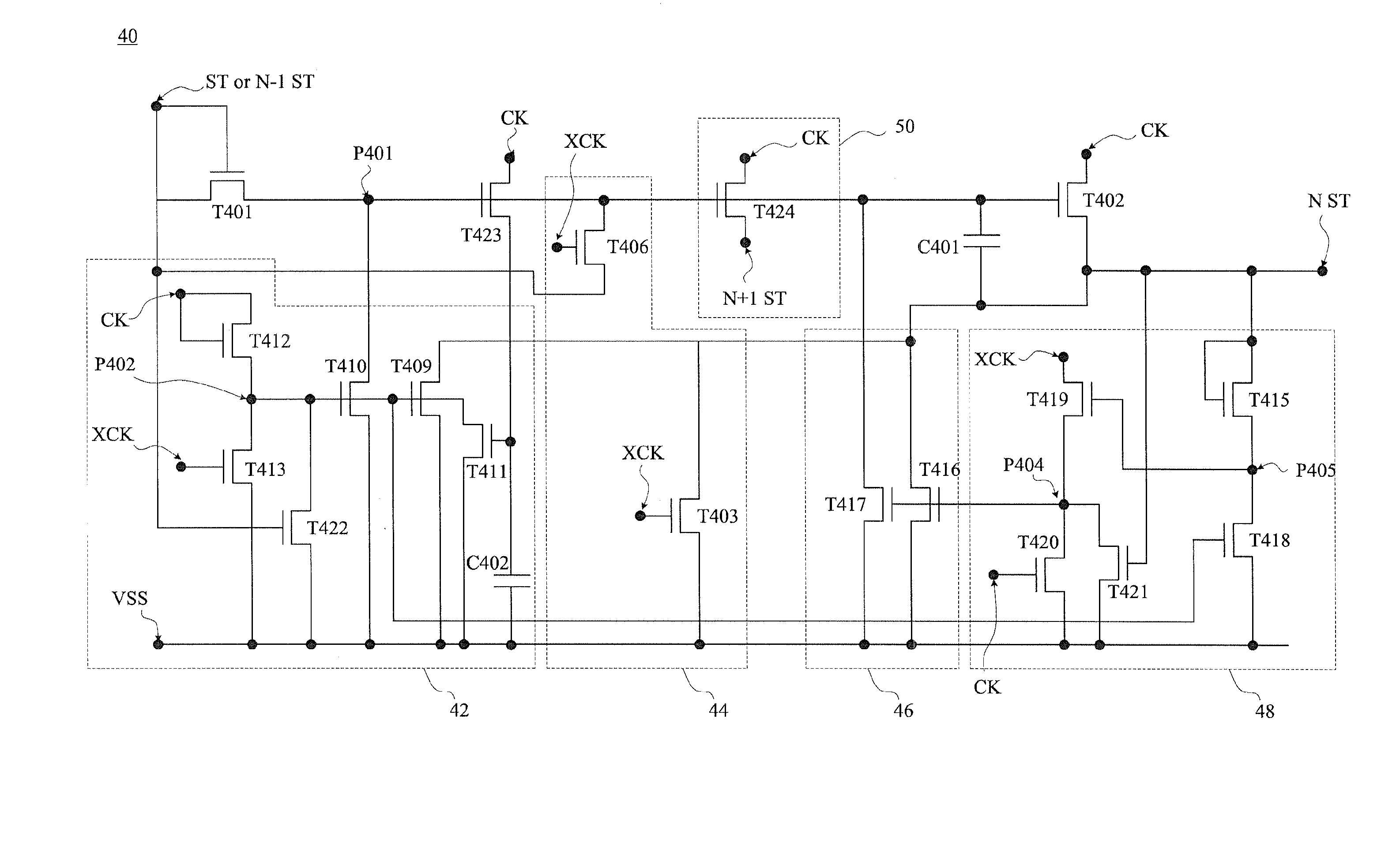 Shift register with individual driving node
