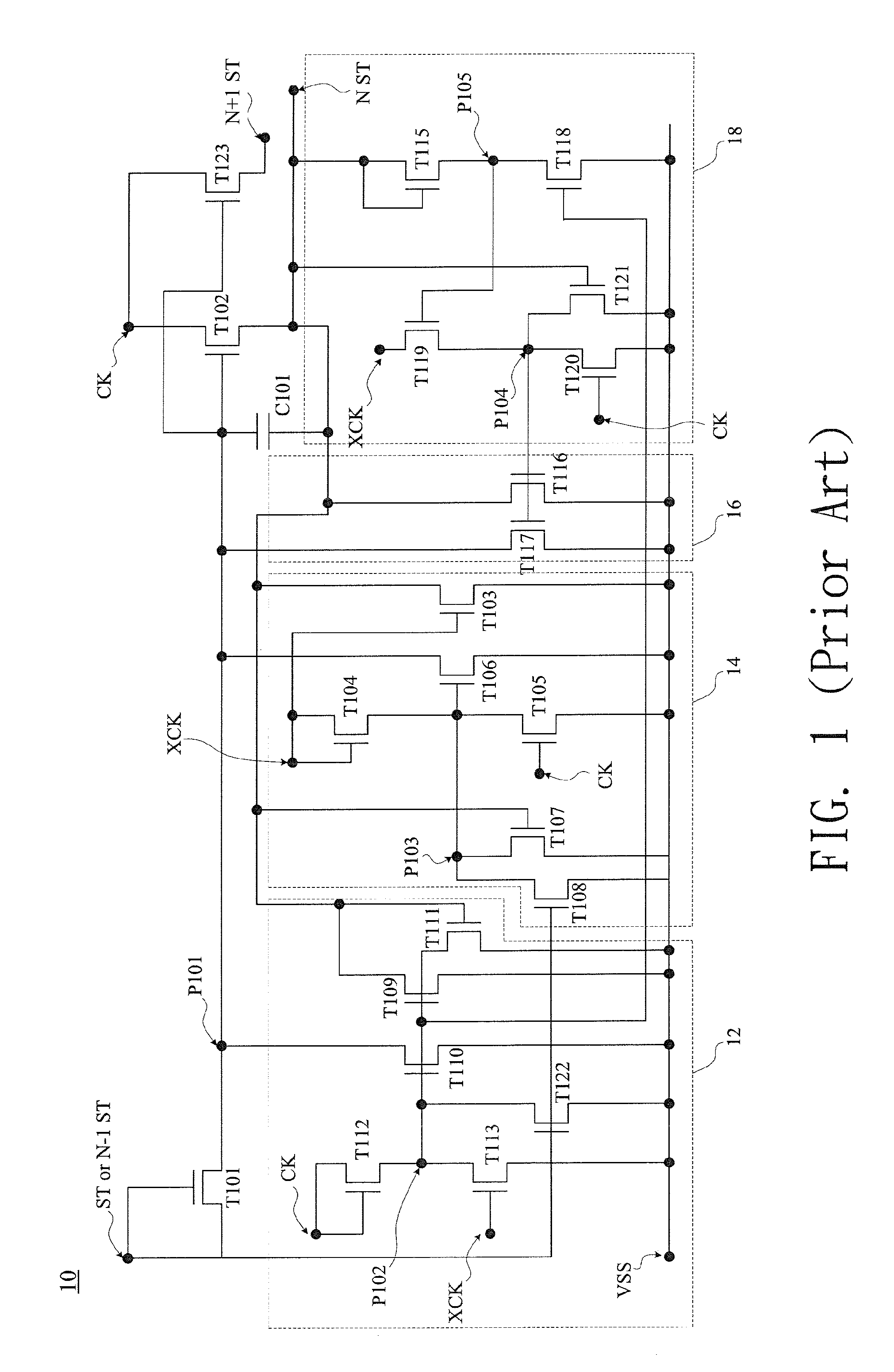 Shift register with individual driving node