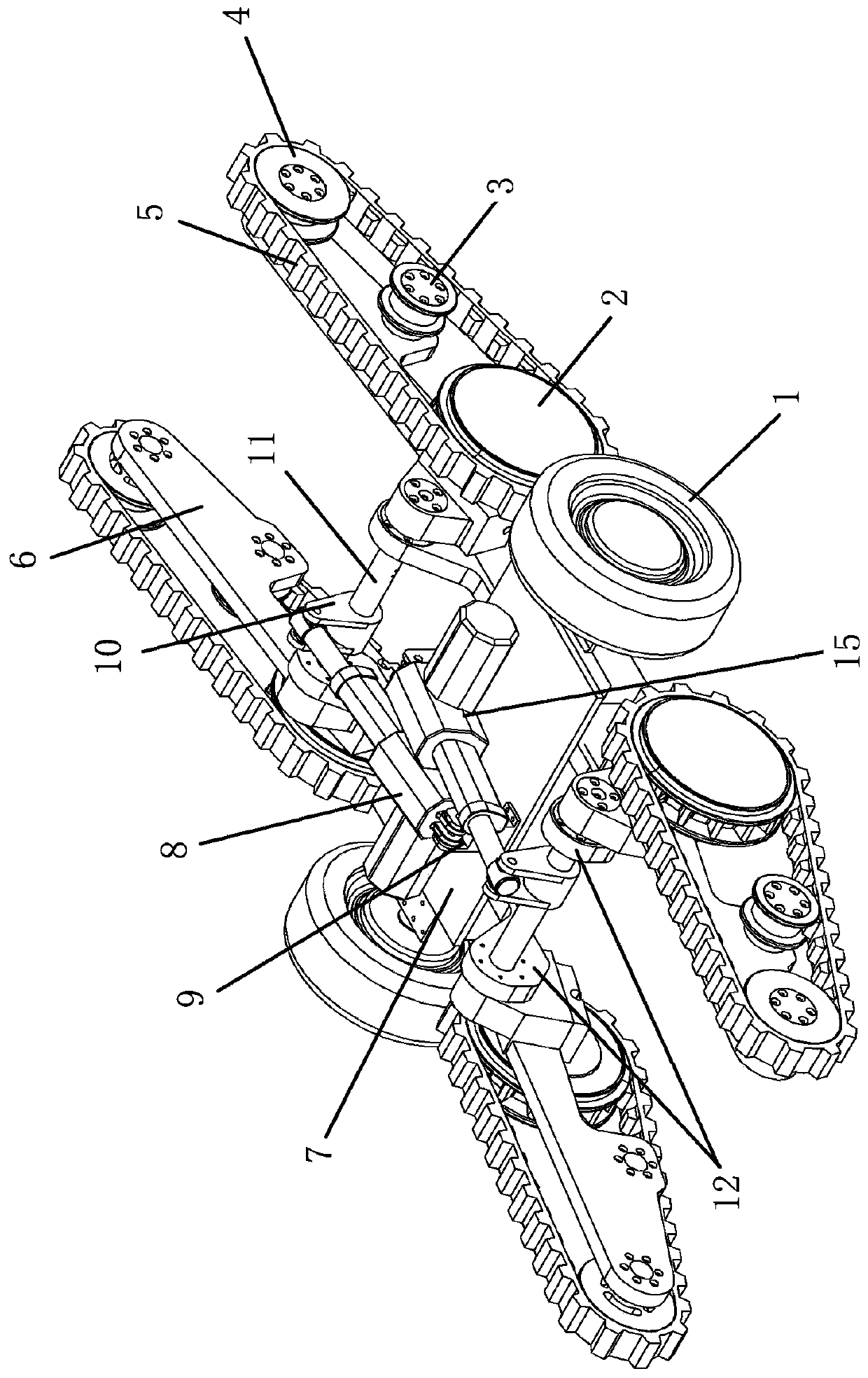 A two-wheel-leg-track compound mobile mechanism