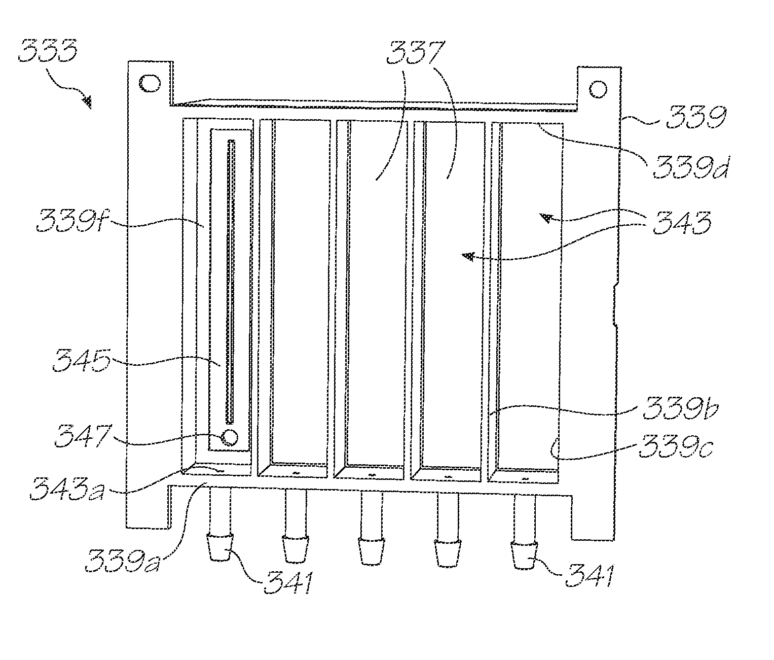 Multi-channel gas vent apparatus for ink containers