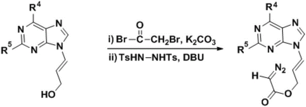 Method for synthesizing chiral ternary purine carbocyclic nucleoside analogue through intramolecular asymmetric cycloaddition