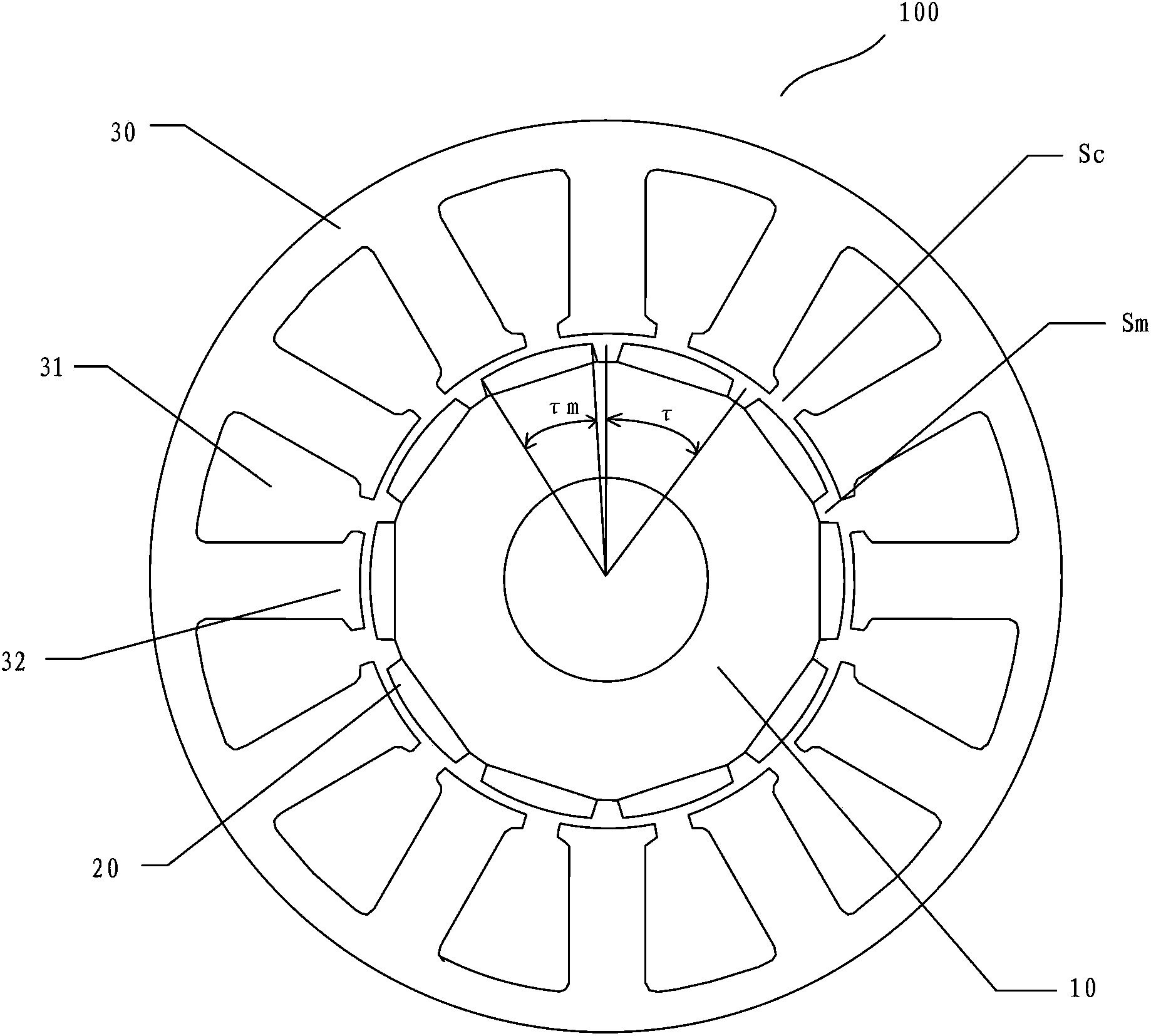 Concentrated-winding motor, generator and motor