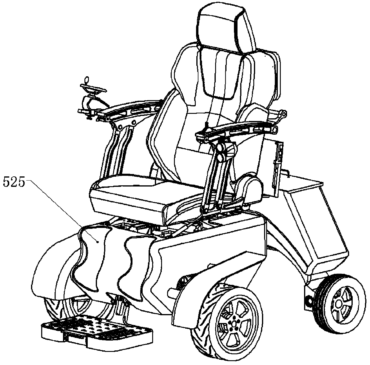 A front wheel suspension structure of an electric wheelchair