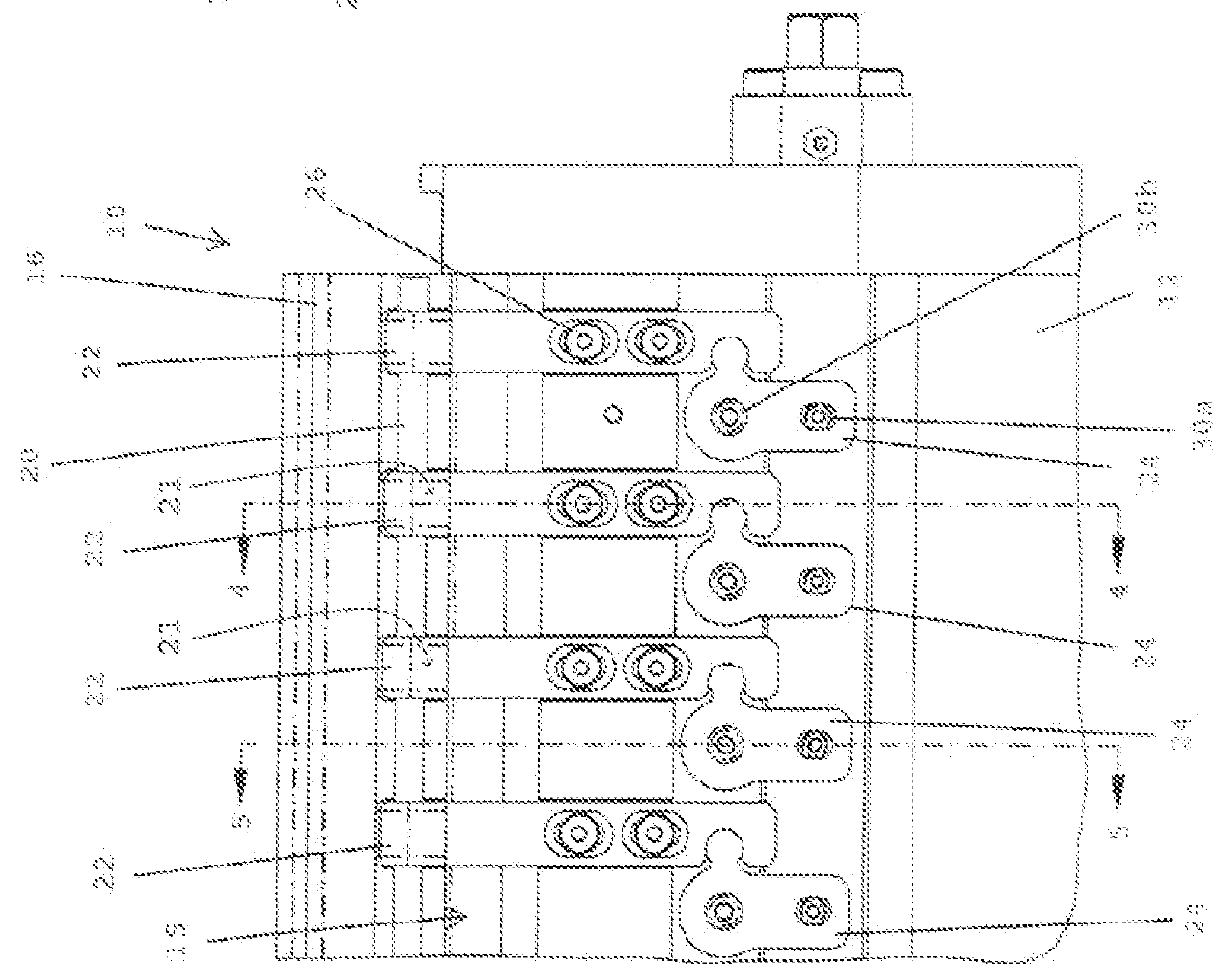 Lip adjustment system having rotating shaft