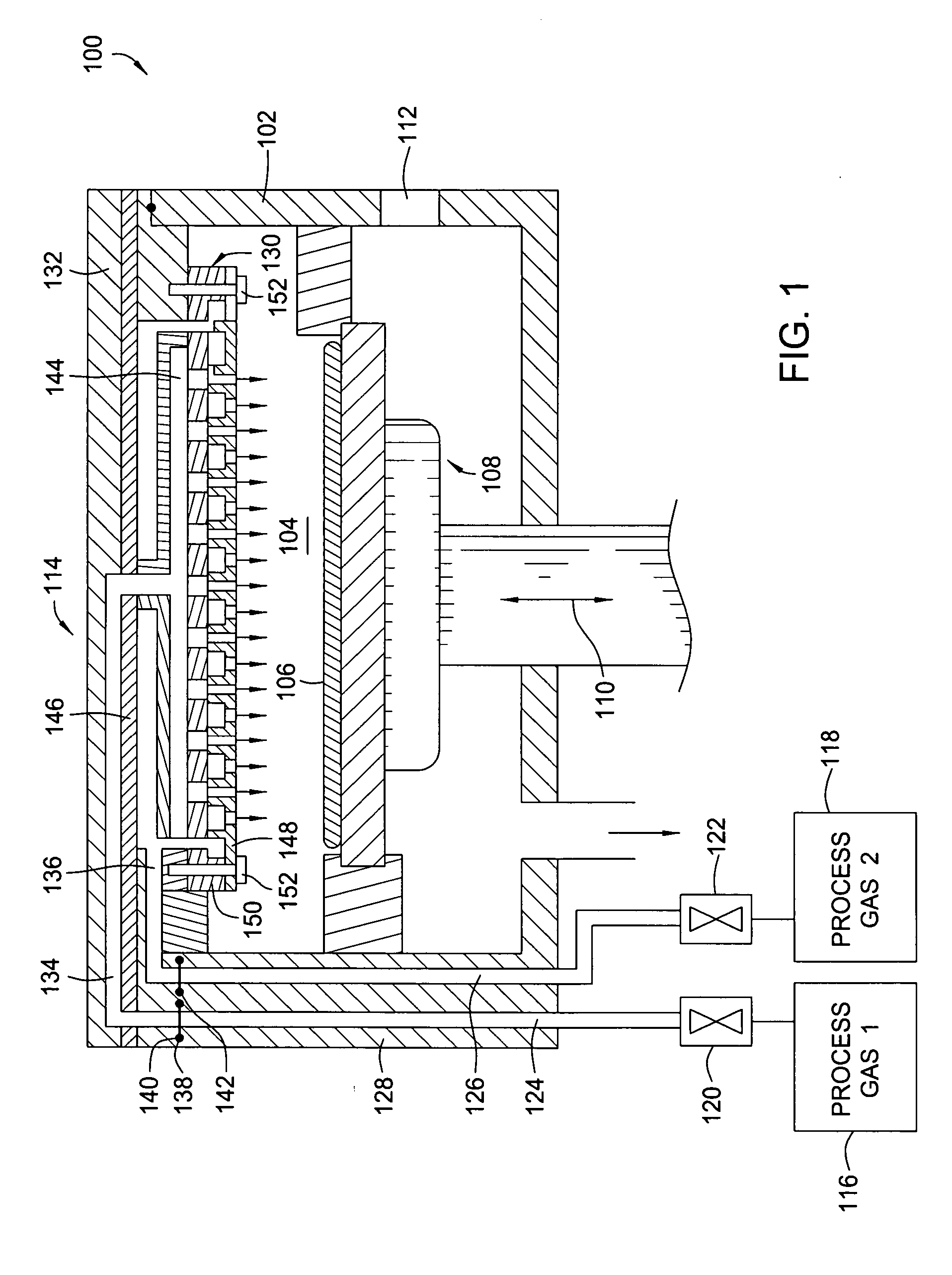 Dual gas faceplate for a showerhead in a semiconductor wafer processing system