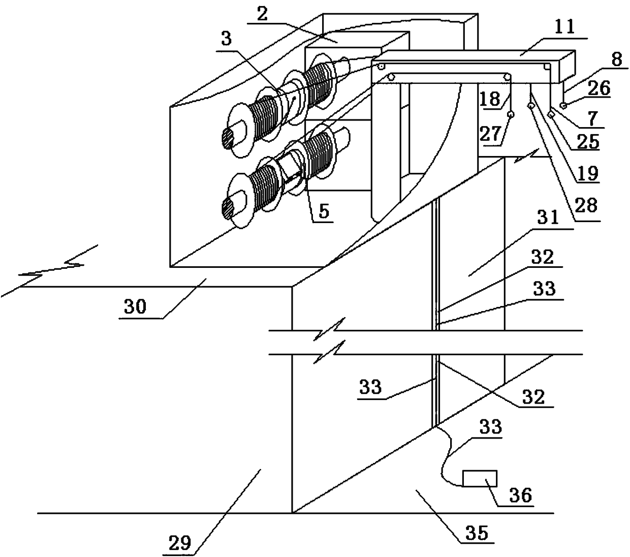 Building or structure with multifunctional rope releasing device