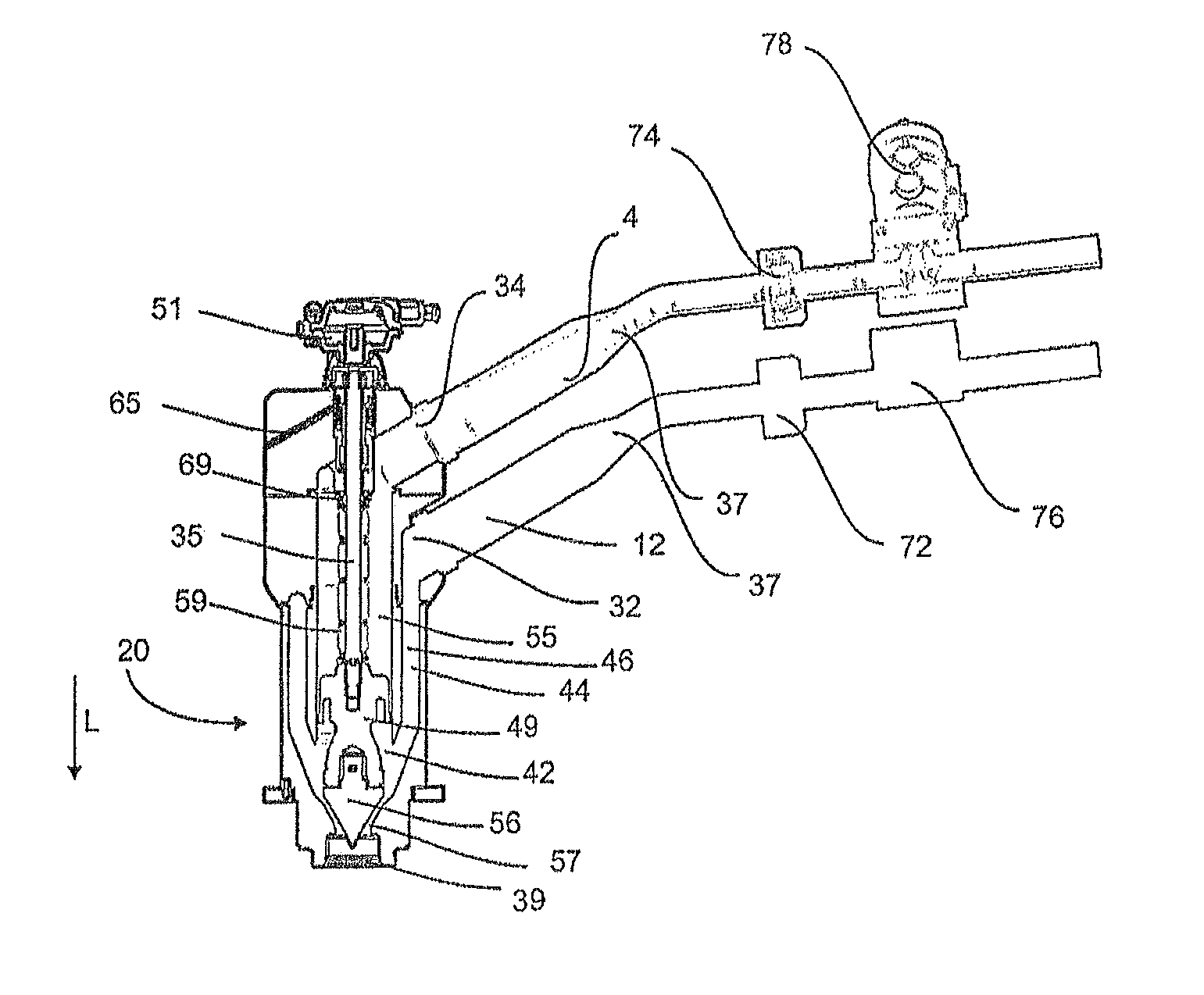 Filling device for filling containers