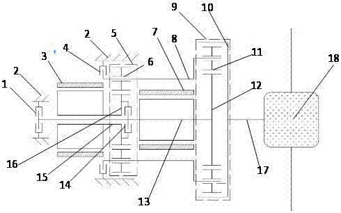 Double-motor double-planetary row electric driving device and working method thereof
