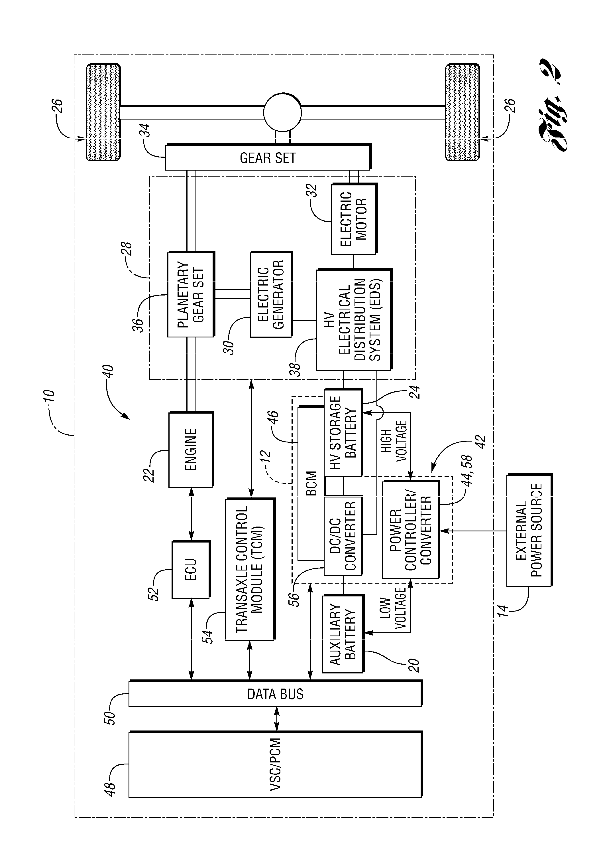 Method and system for charging an auxilary battery in a plug-in electric vehicle