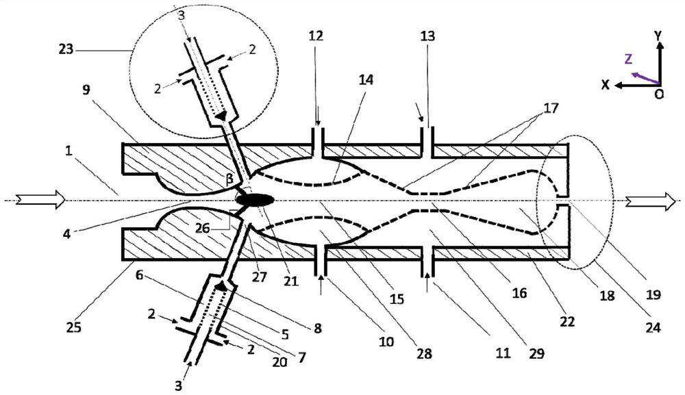 A Throat Nozzle Combined with Bubble Crushing and Target Impact