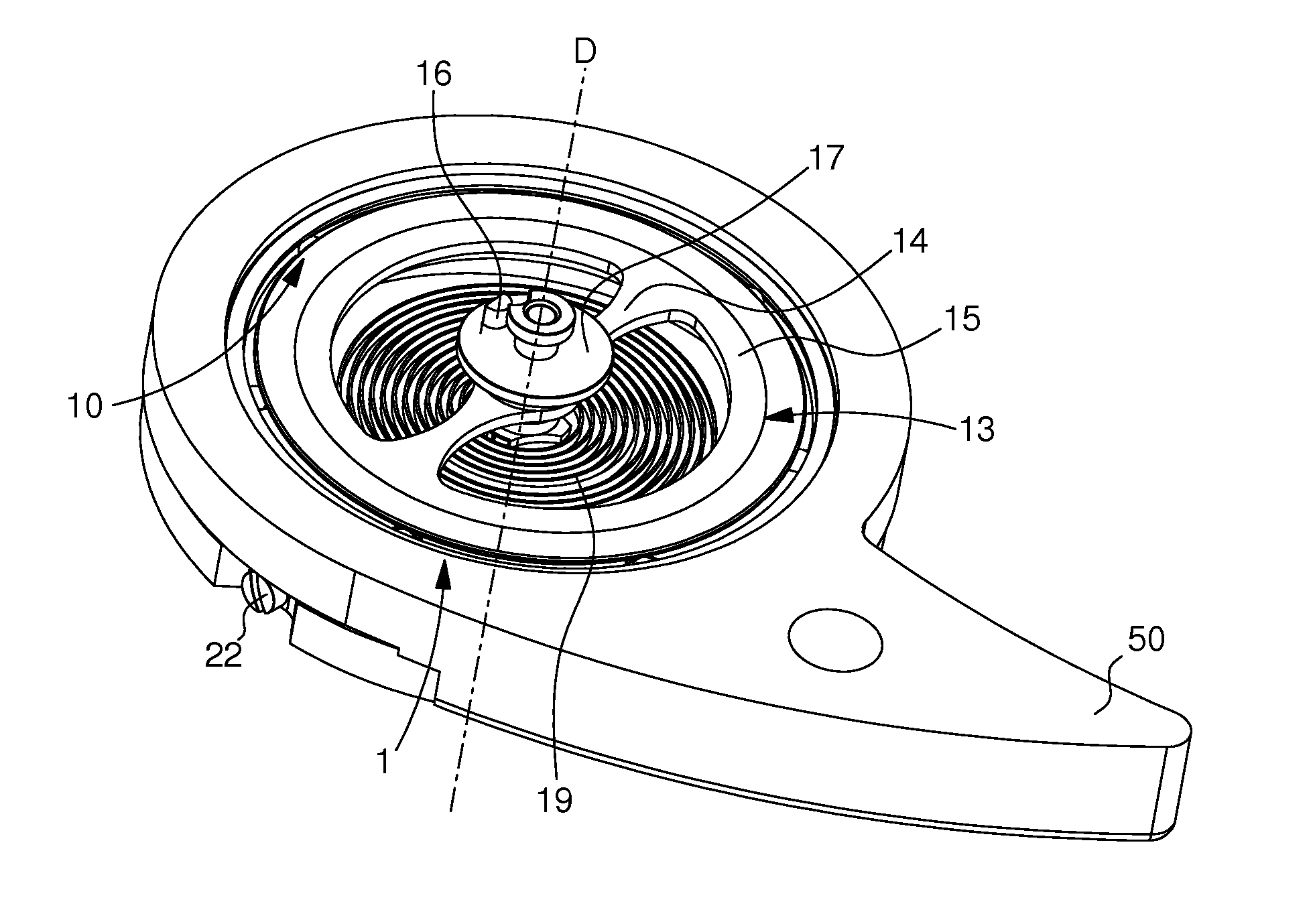 Timepiece wheel set with peripheral guiding