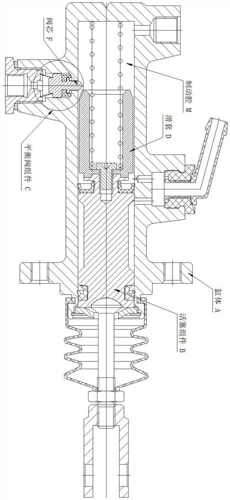 Plunger type brake master cylinder suitable for single-cavity structure of tractor