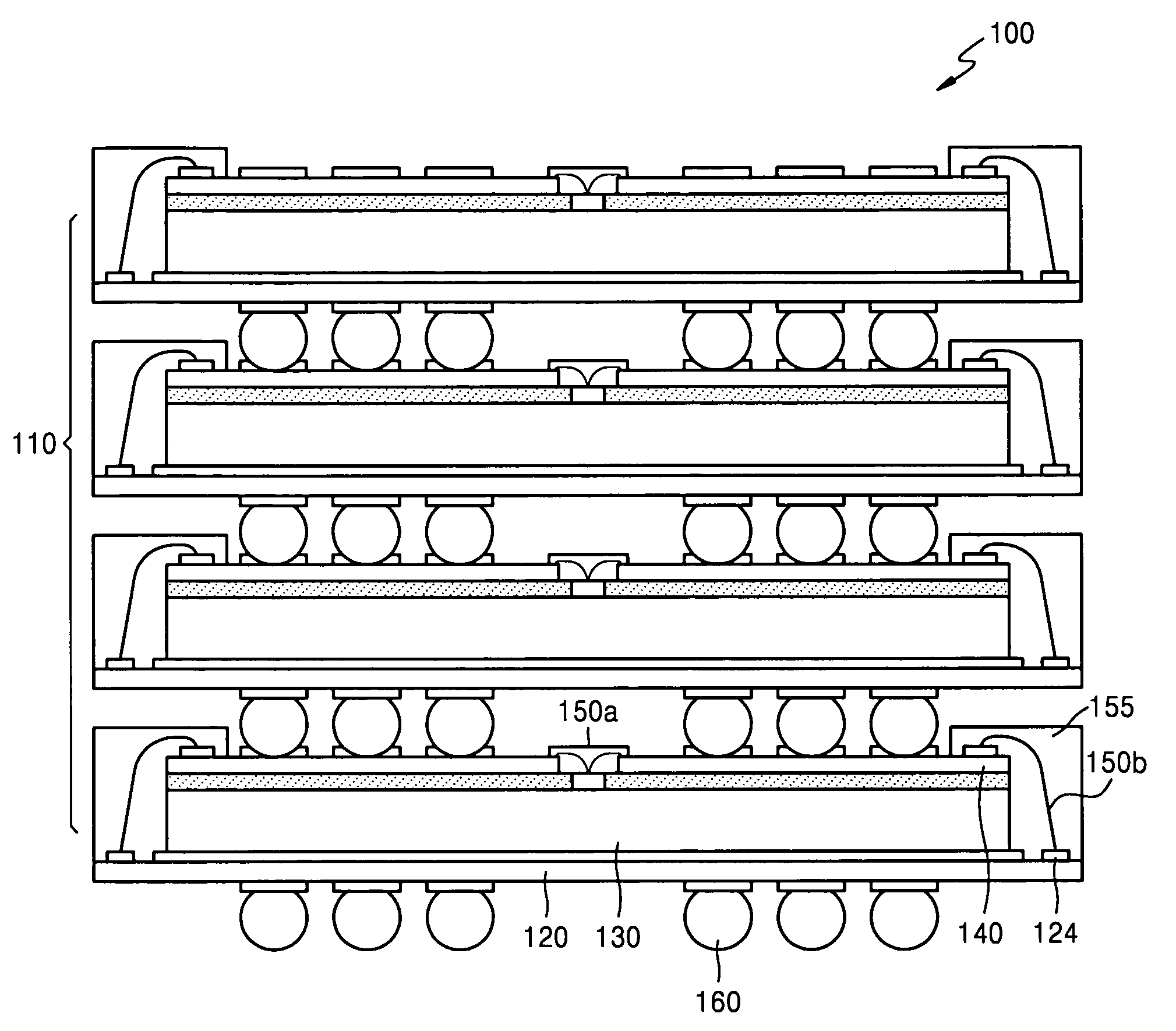 Unit semiconductor chip and multi chip package with center bonding pads and methods for manufacturing the same