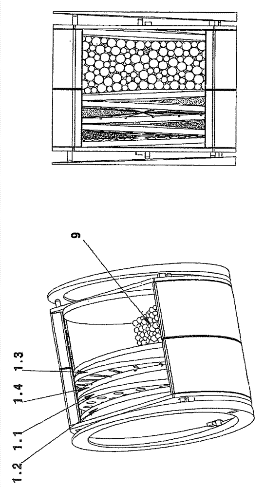 Device and method for the continuous treatment of masses and milling material