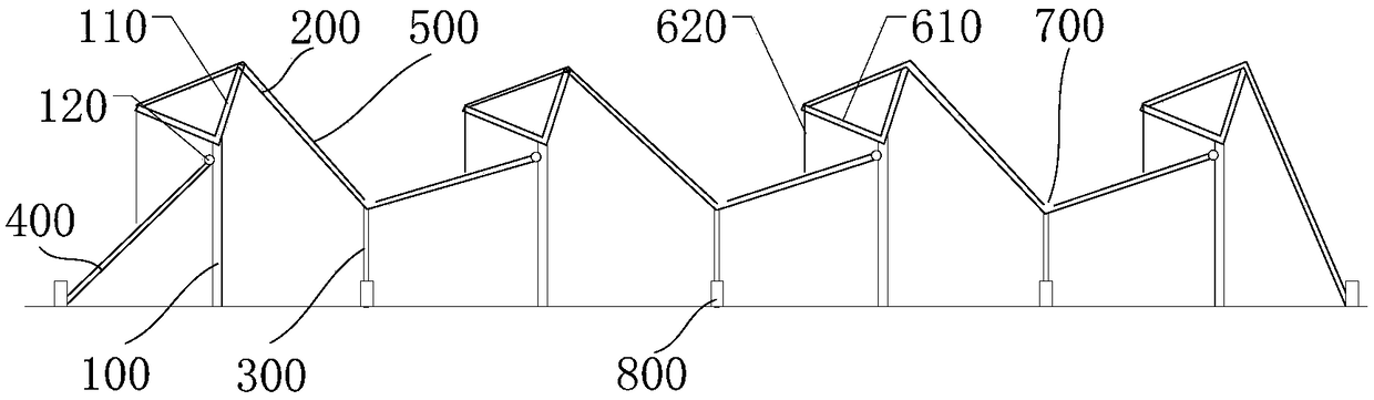 Multi-span cable membrane greenhouse
