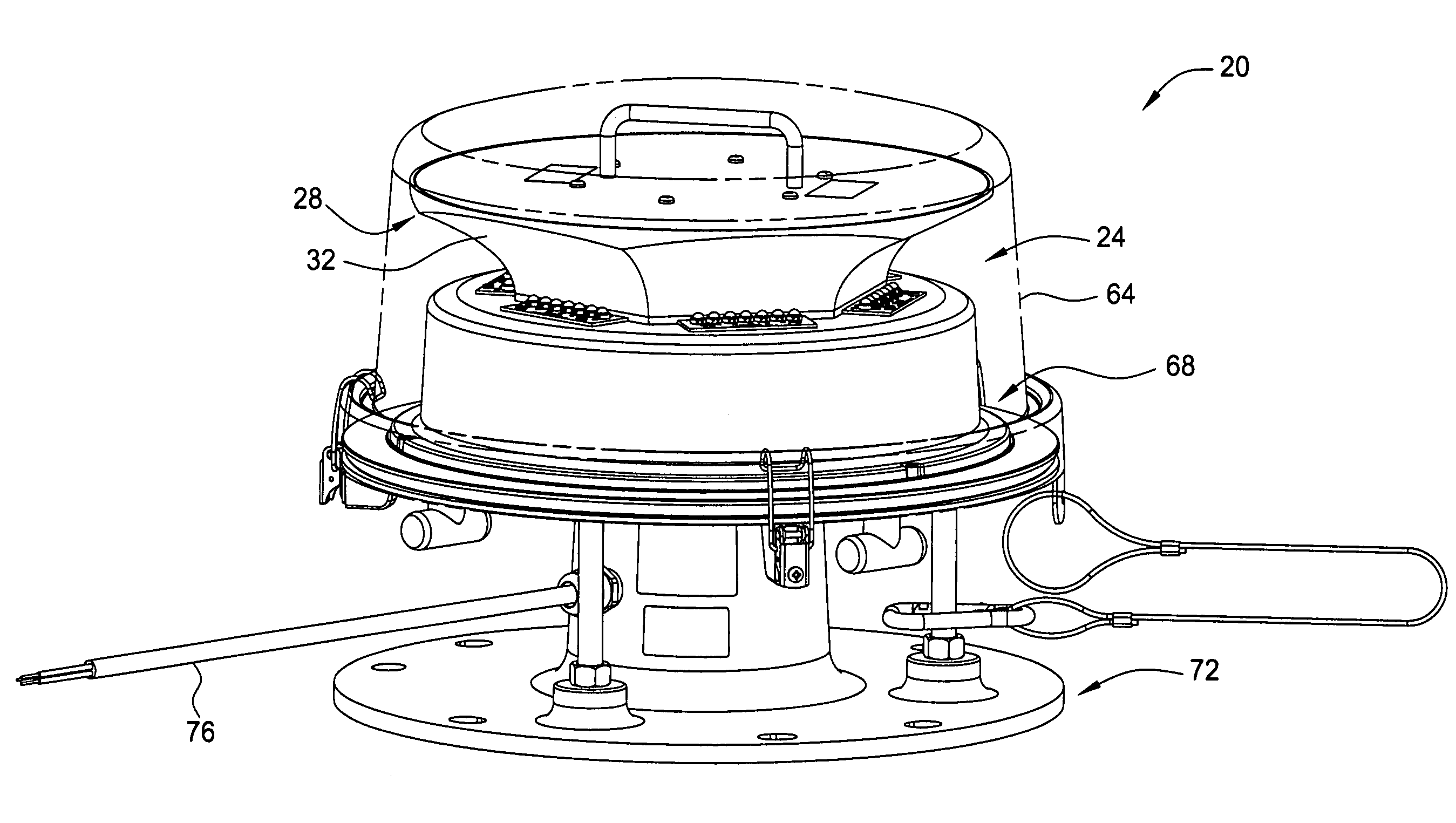 Beacon light with reflector and light-emitting diodes