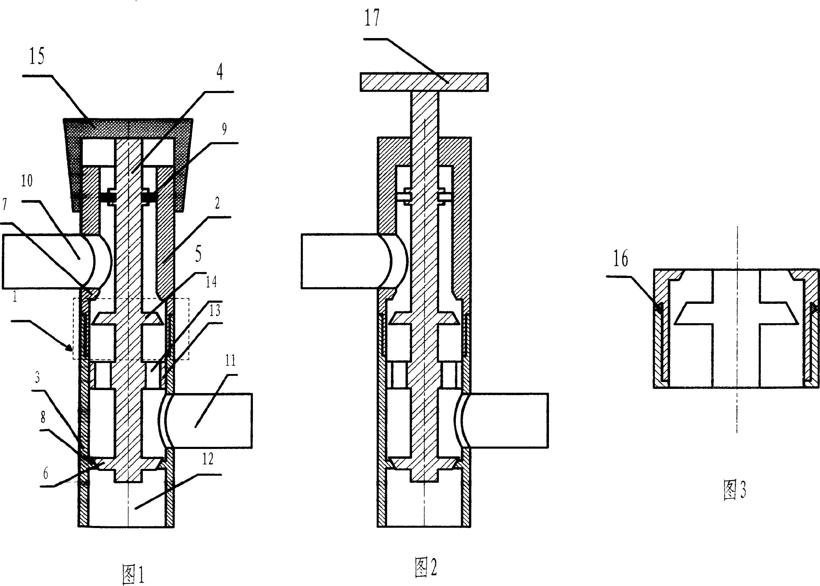 Three-way flow guide valve