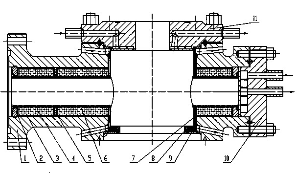 Cooling device of 1500 DEG C ultrahigh-temperature valve body