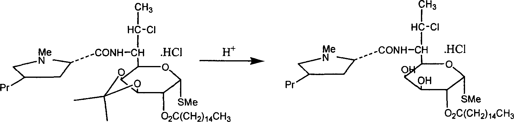 Industrial production process of palmitate of clindamycin hydrochloride