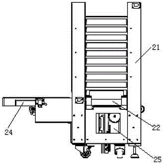 Tray automatic discharging device of semi-automatic tablet arrangement machine