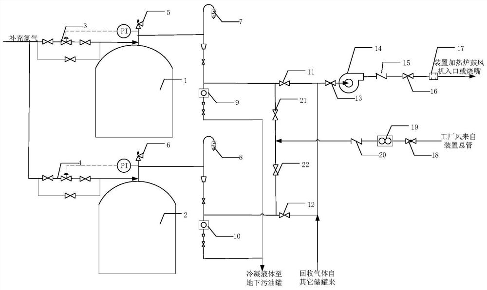 A heavy oil storage tank vocs safe recovery system and recovery process