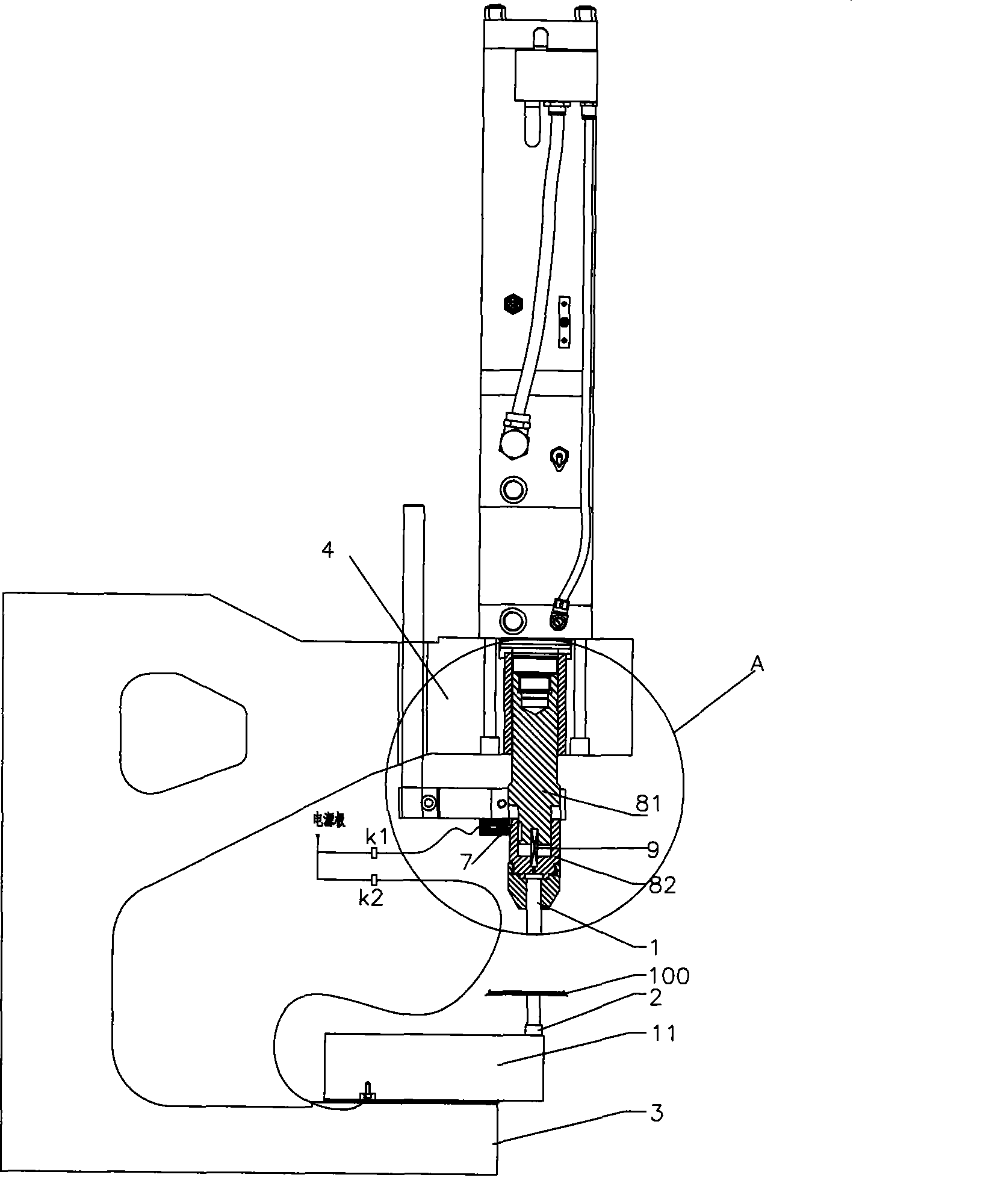 Punching-preventing safety device for pneumatic-hydraulic punch