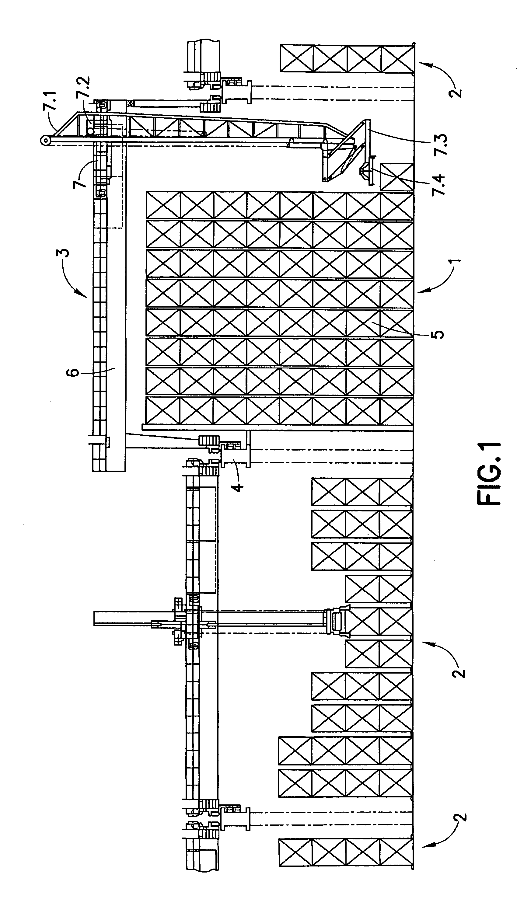 Empty container storage for the intermediate storage of empty ISO containers