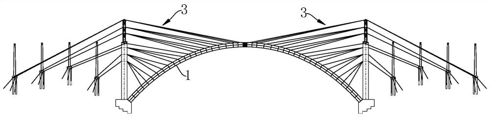 Main arch arching process for synchronous transverse connection of main arch single-rib staggered cantilever pouring
