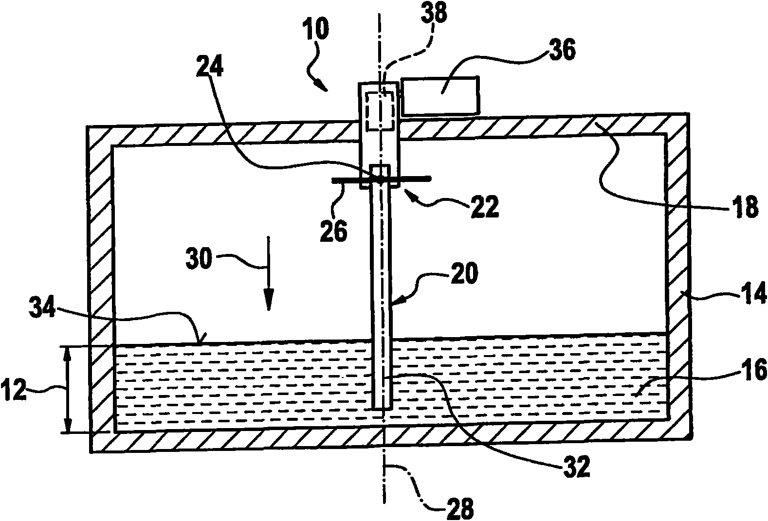 Device for measuring the fill level in a liquid container