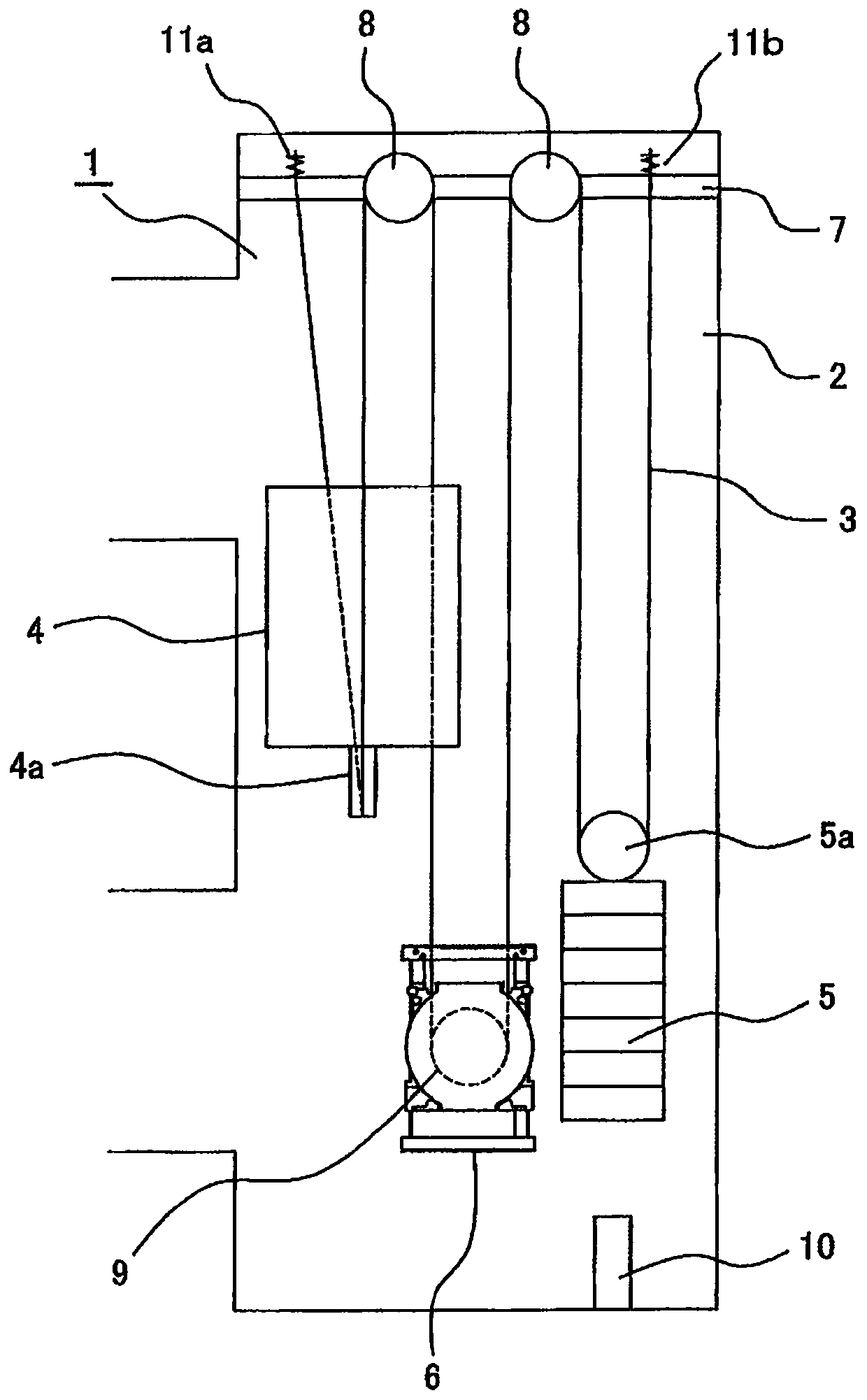 Elavator main rope replacement device and method