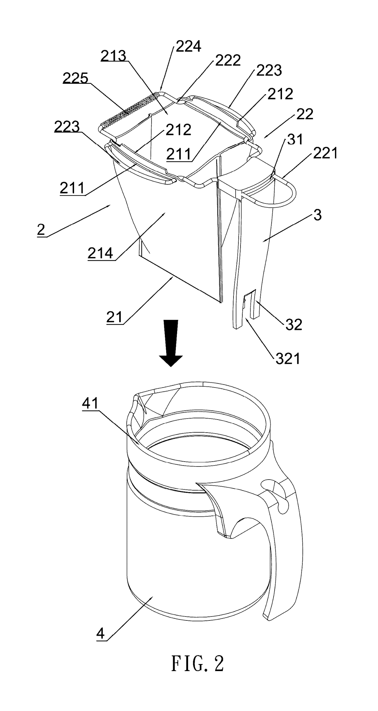Hanging device with disposable beverage filter bag