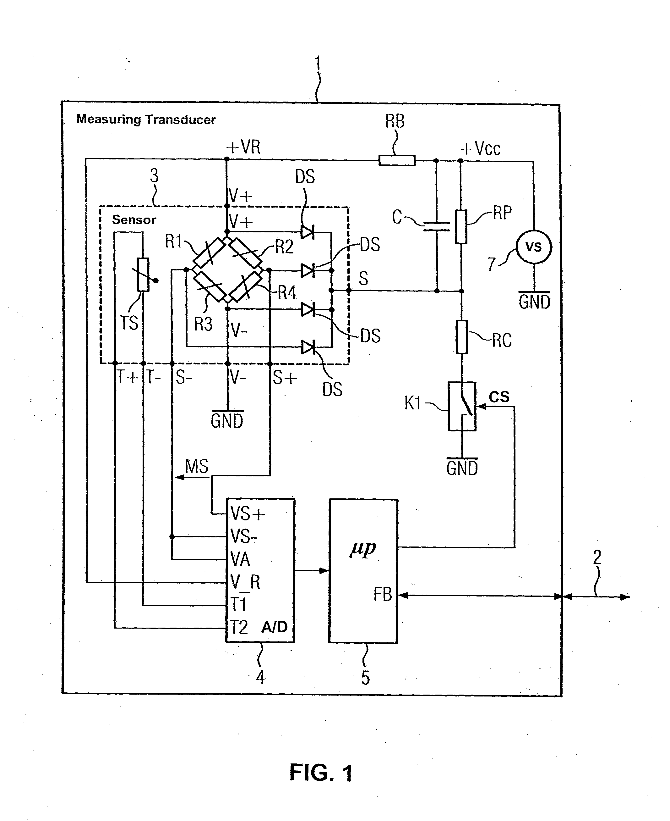 Measuring Transducer for Process Instrumentation, and Method for Monitoring the Condition of the Sensor Thereof