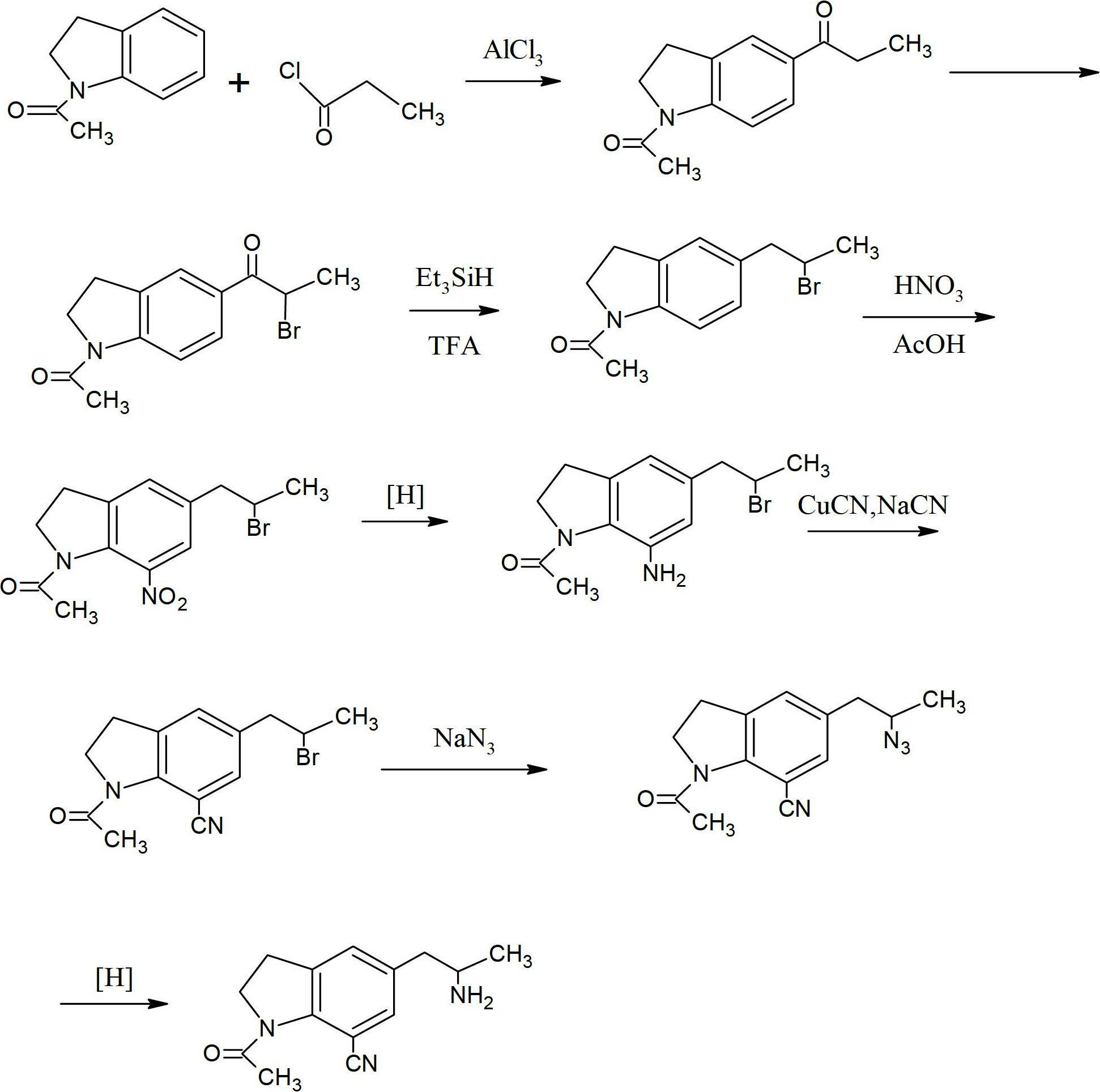 Preparation method for 1-acetyl-7-cyanopyridine-5-(2-amino propyl) indoline