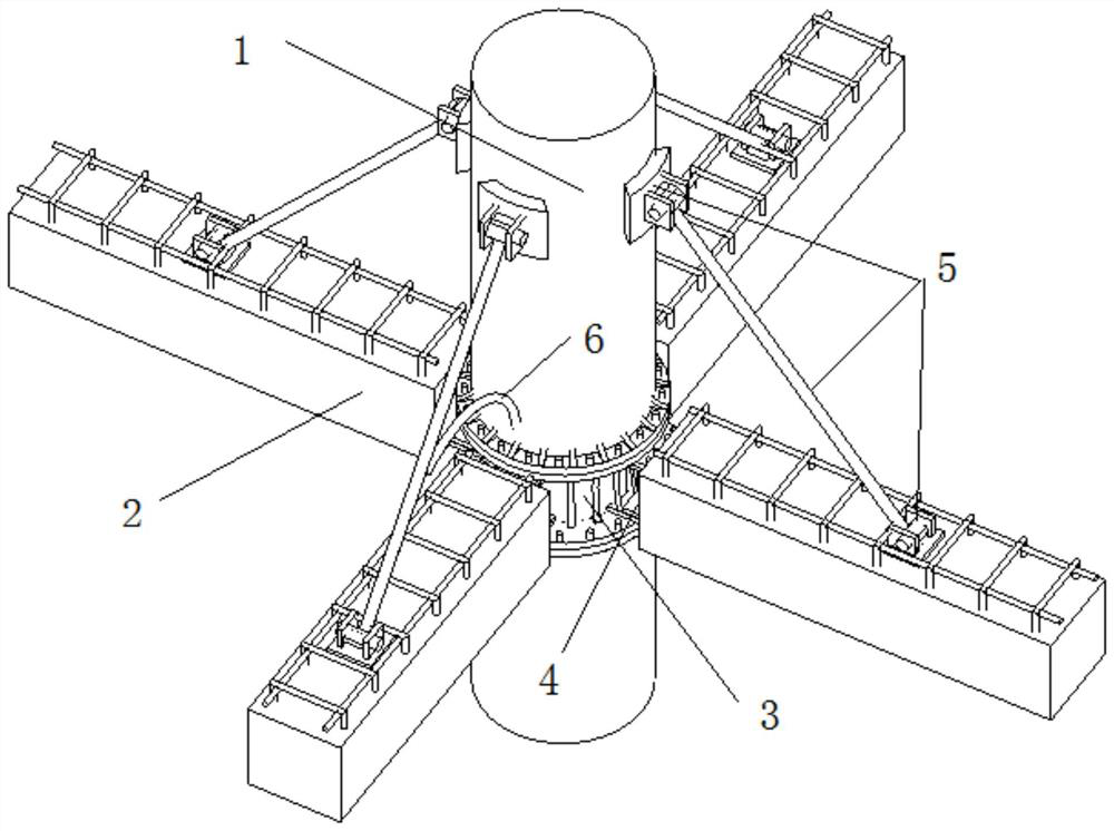 Concrete beam column connecting joint and temporary support mounting method