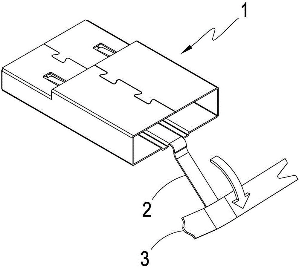 Connector crossing shielding housing structure