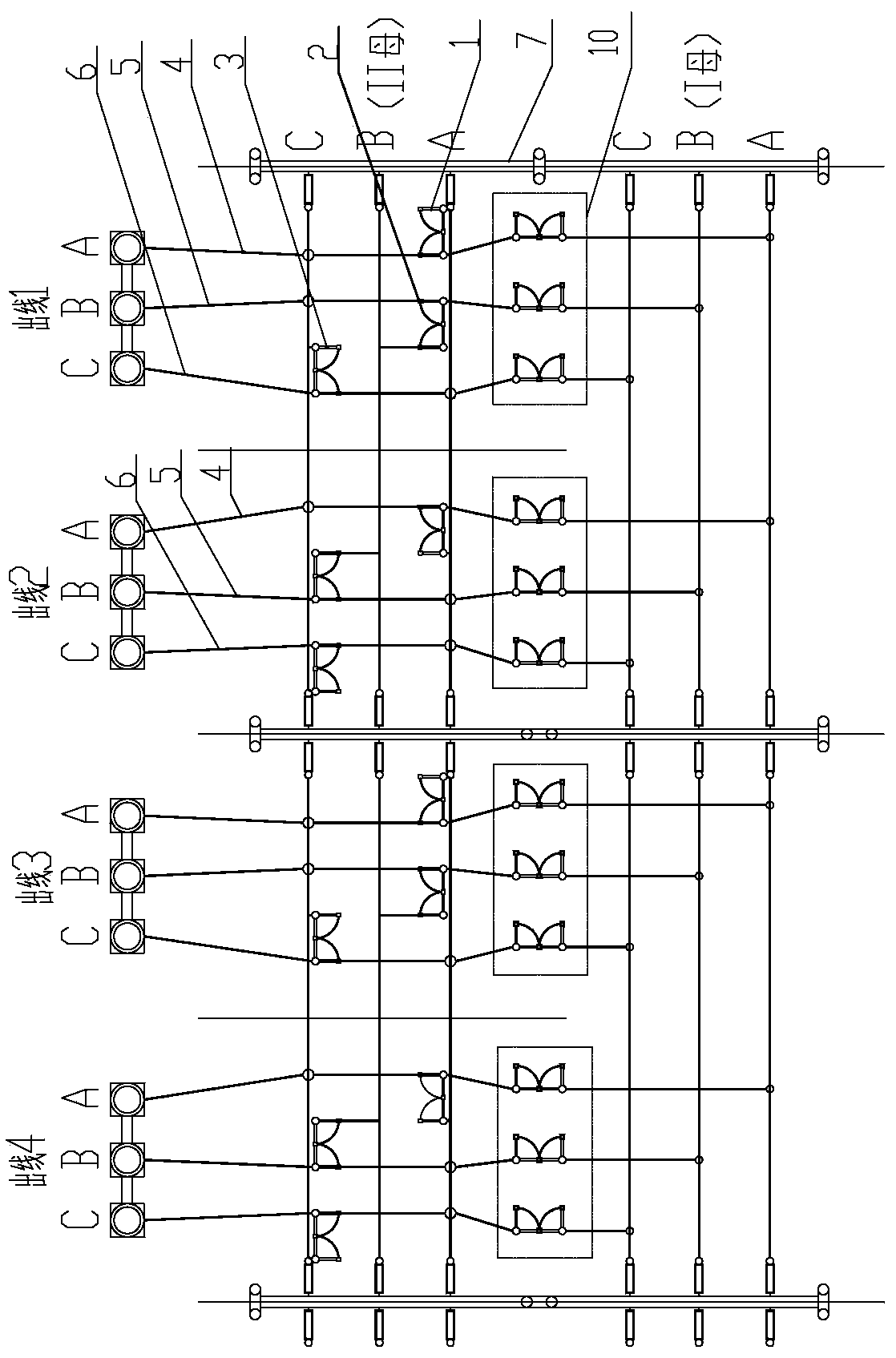 Arrangement structure of high voltage isolating switch in substation