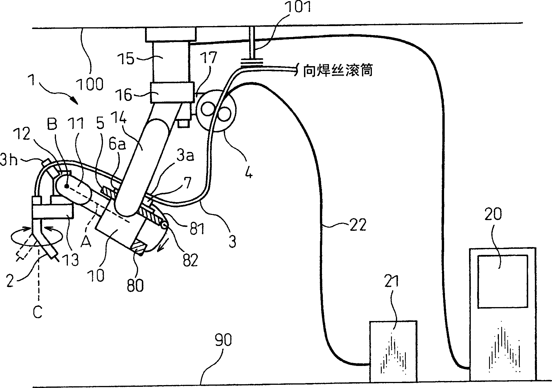 Structure for treating torch cable for arc welding robot