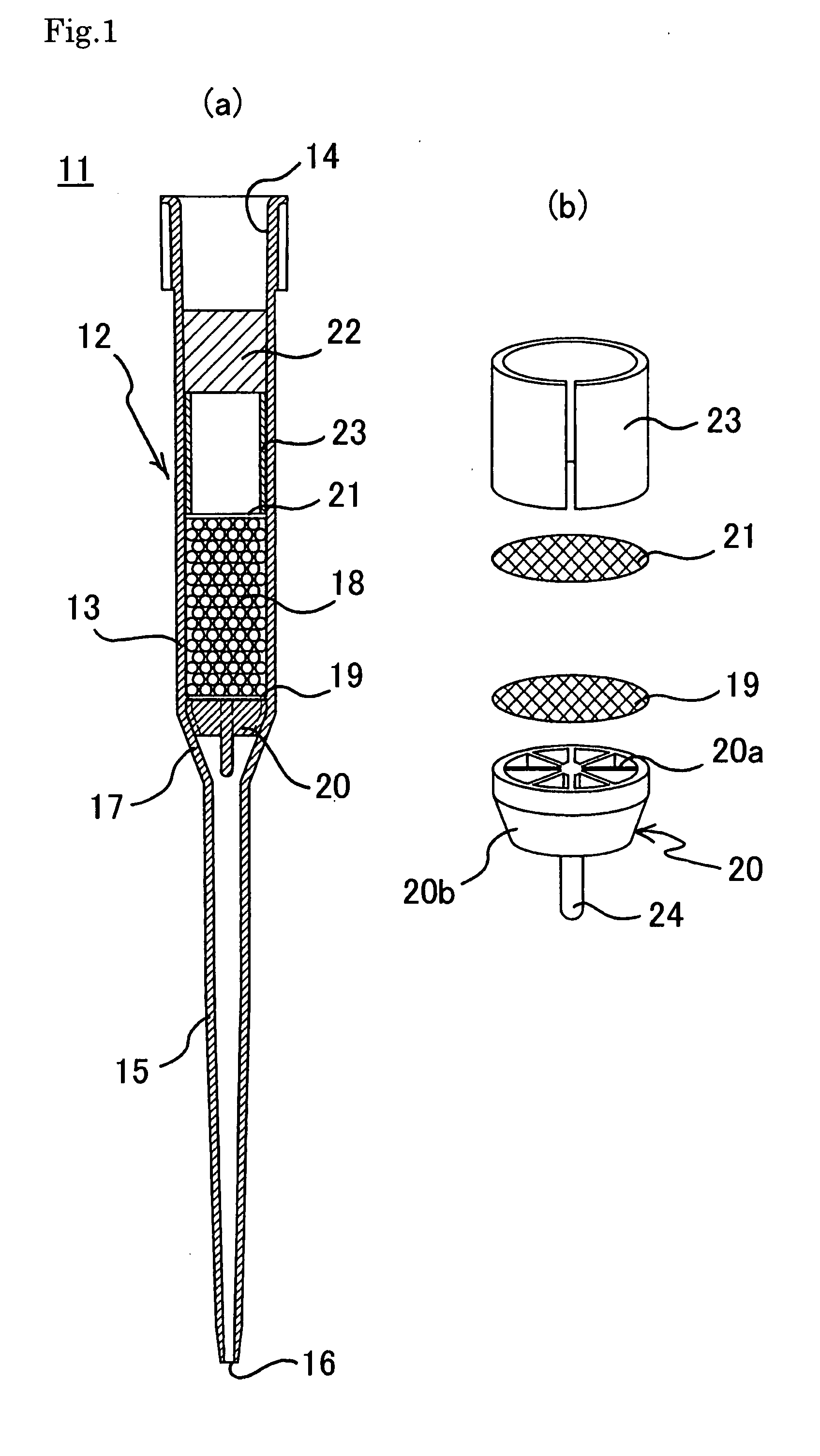 Carrier enclosing tip, carrier treating apparatus and method of carrier treatment
