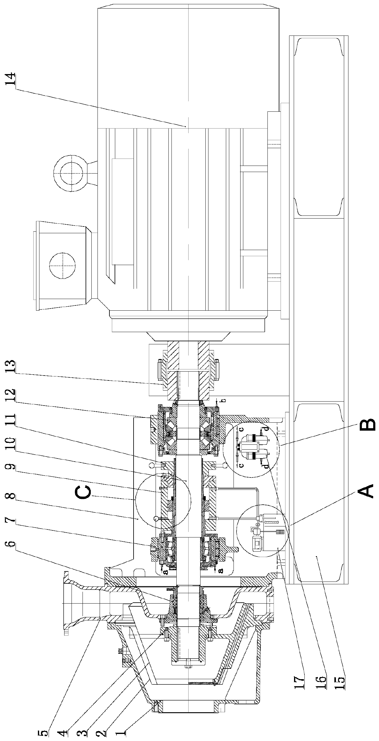 Conical refiner with mechanical and hydraulic linkage for adjusting tool feeding and retracting and refining pulp specific pressure