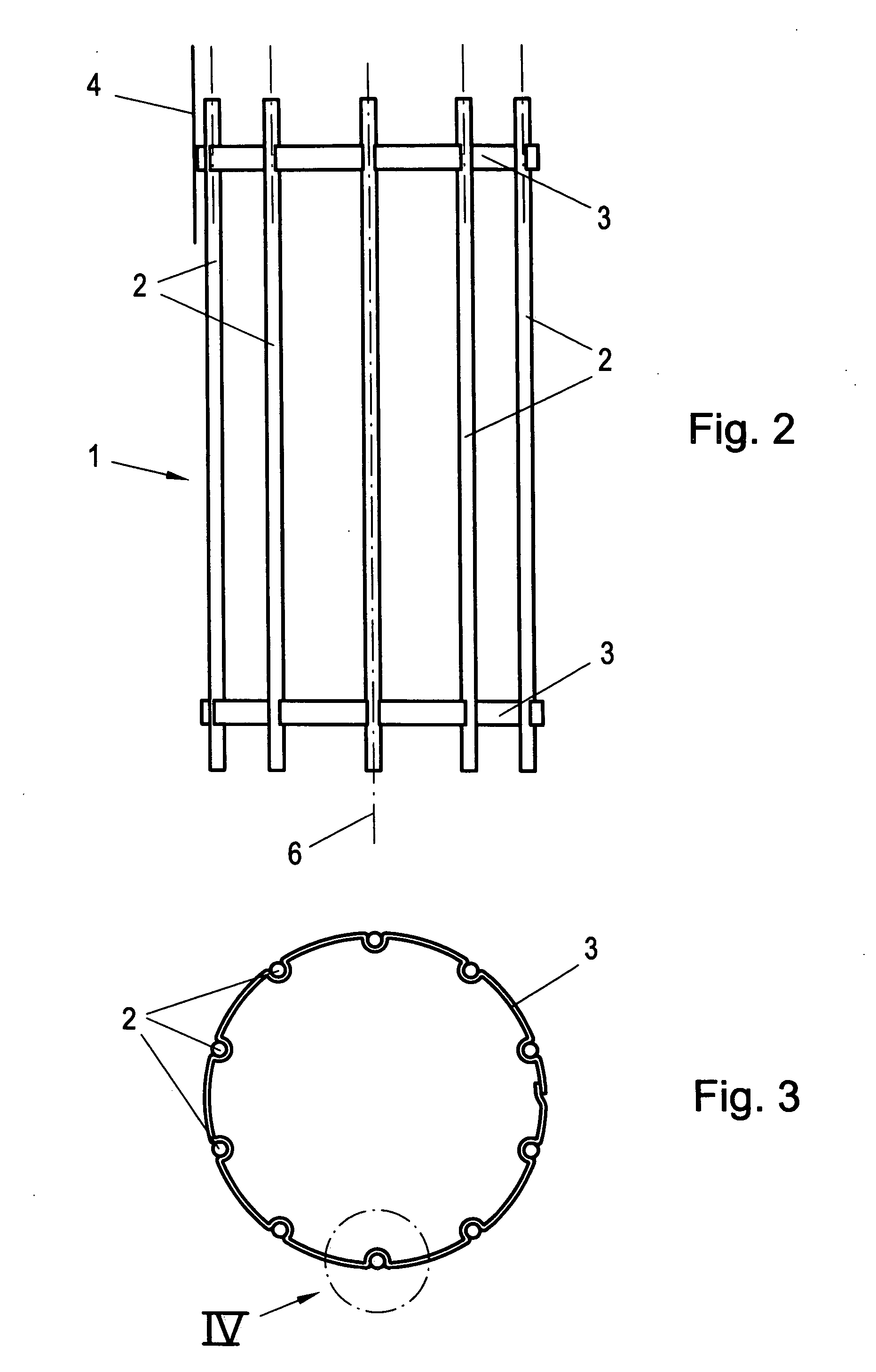 Bag filter supporting cage member for a bag filter system, as well as method for producing the same