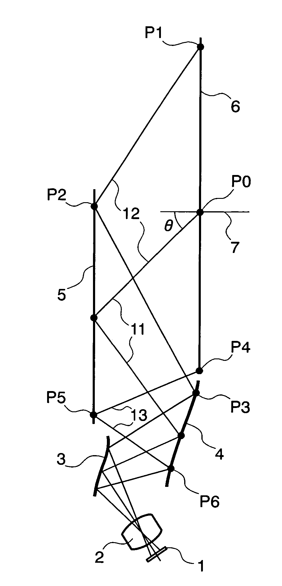 Projection image display apparatus and projection optical unit to be used therein
