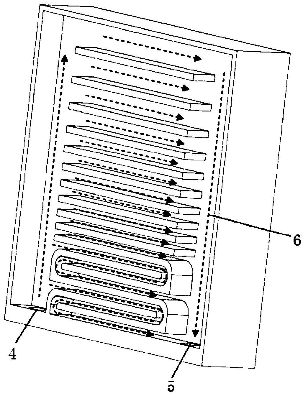 Heat dissipation panel with variable-width water channels