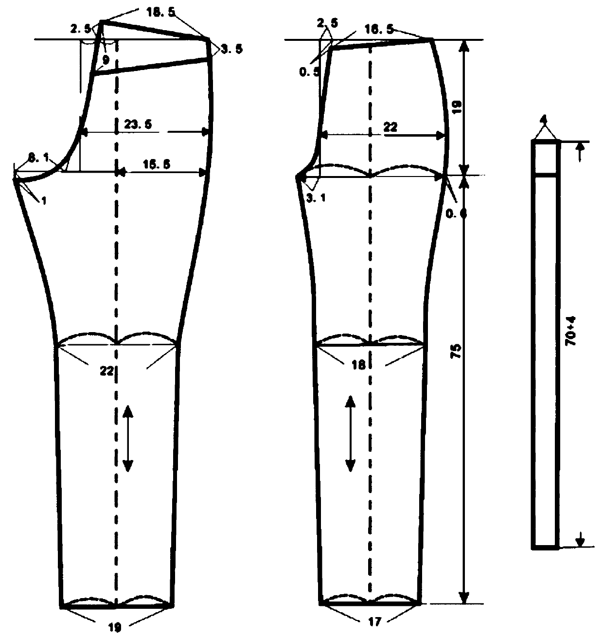 Manufacturing method of occupational trouser templates suitable for production activities
