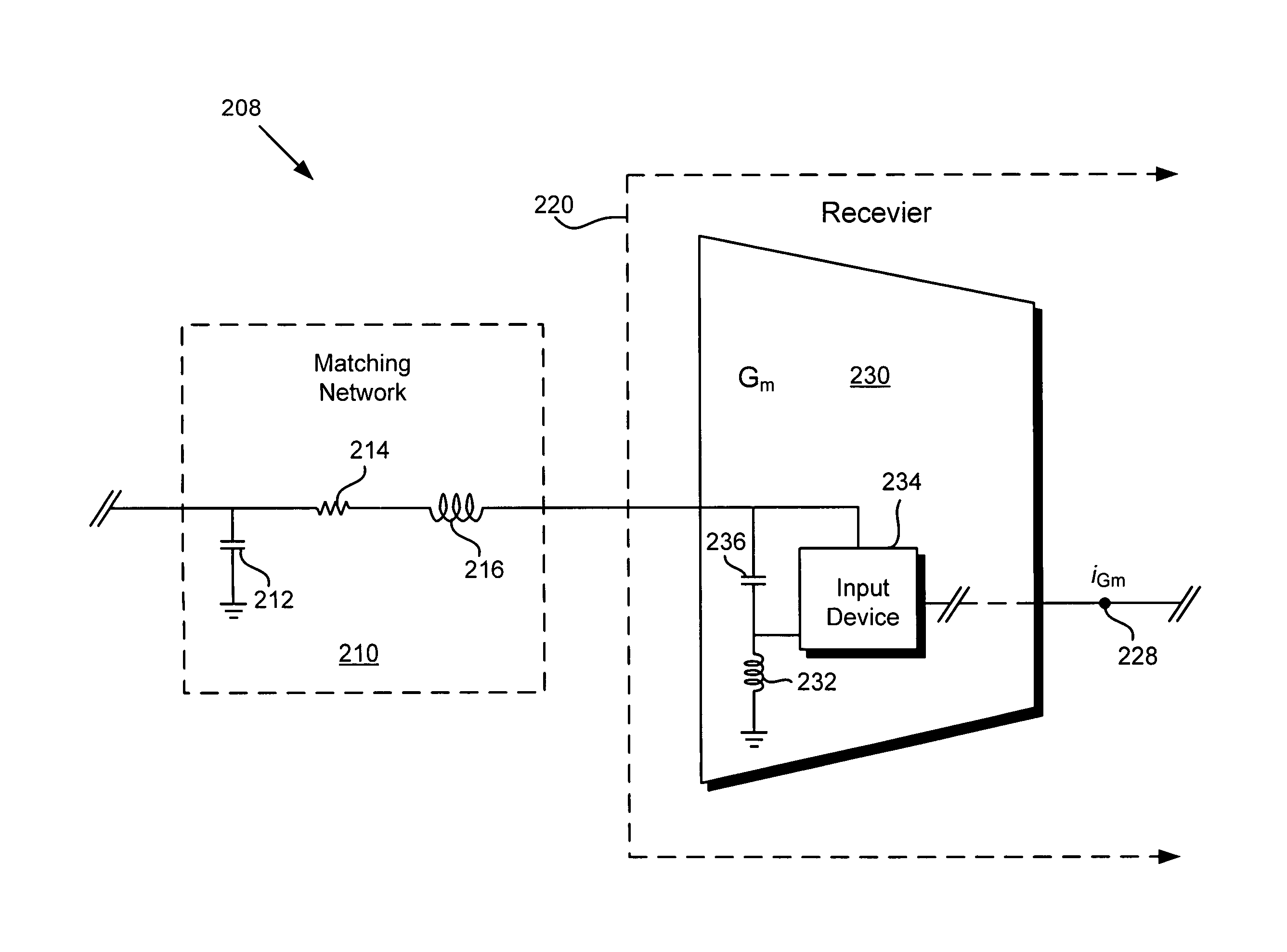Concurrent impedance and noise matching transconductance amplifier and receiver implementing same