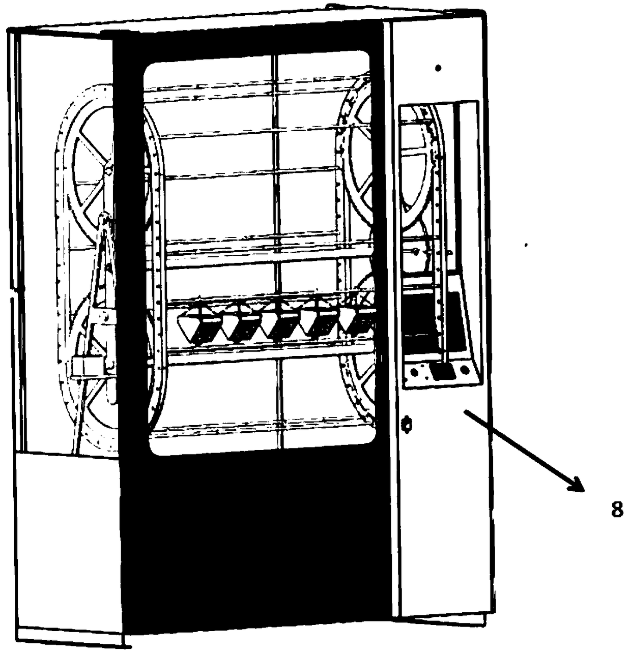 Novel dual-wheel linkage goods output device and vending machine