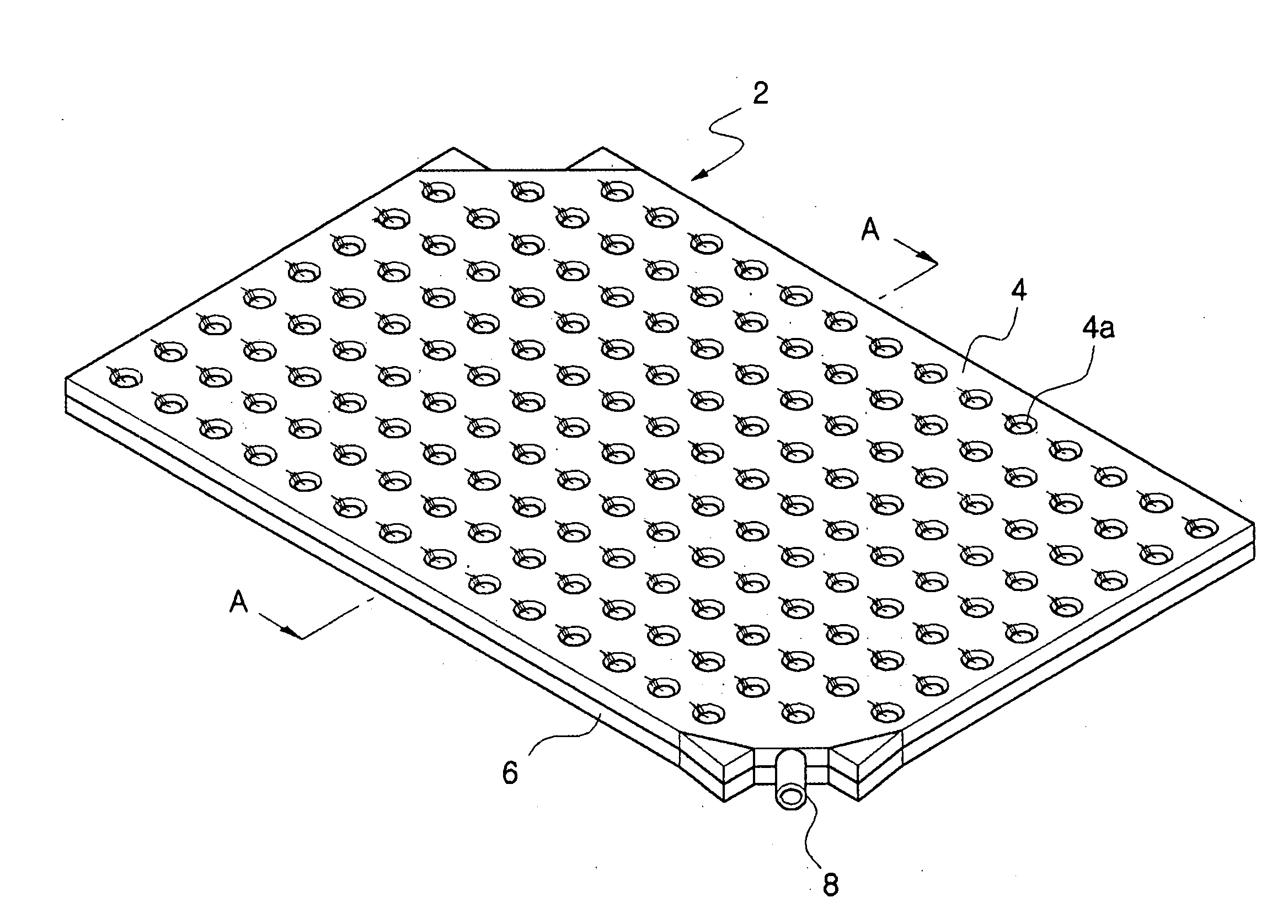 Plate-shaped heating panel in which connecting members are fastened by bolts and nuts