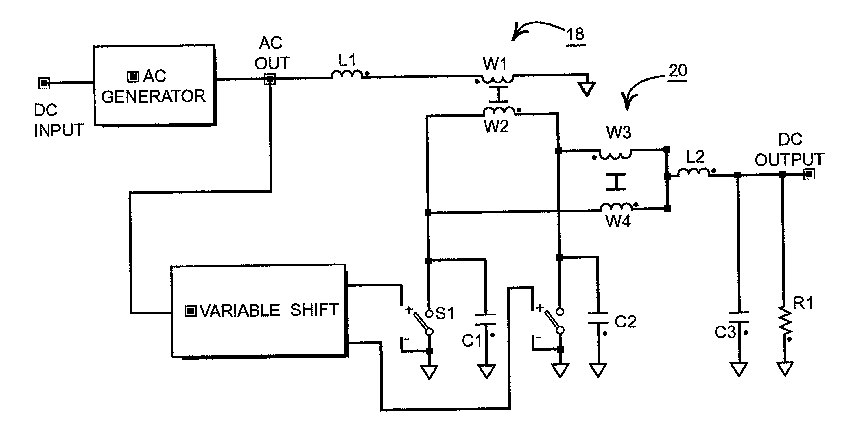 System for controlling the delivery of power to DC computer components utilizing phase shift regulation